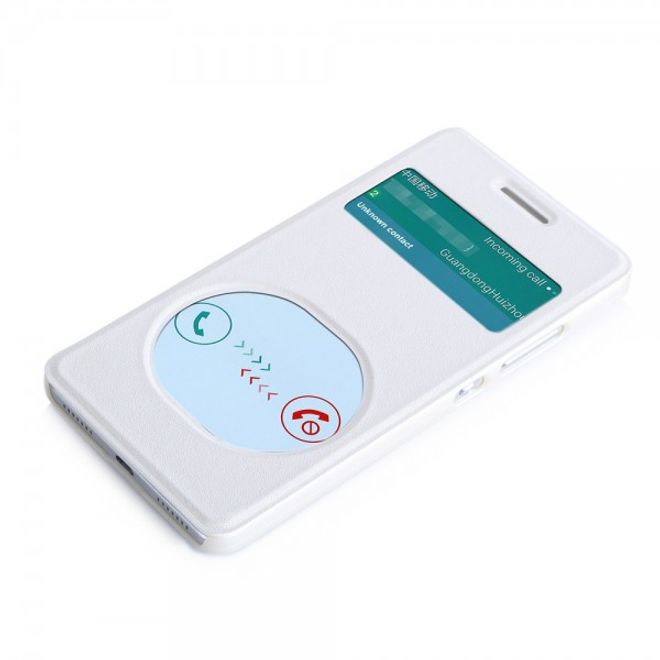 Huawei Honor 7 Texturiertes Leder Flip Case mit zwei Fenstern - weiss