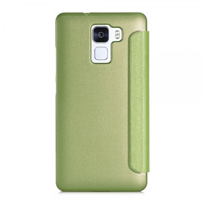 Huawei Honor 7 Texturiertes Leder Flip Case mit zwei Fenstern - grün