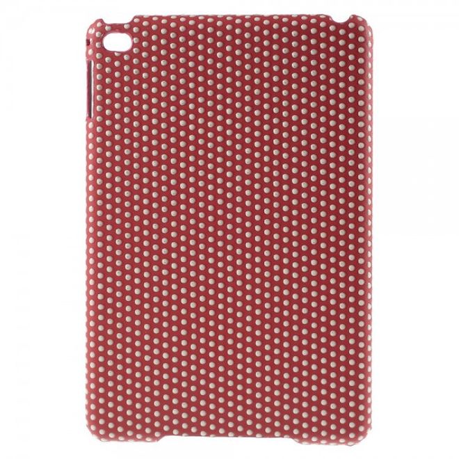 iPad Mini 4 Hart Plastik Case mit lederartiger Oberfläche und kleinen Punkten - rot