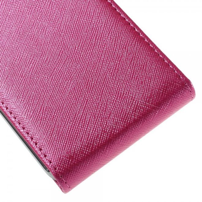 Samsung Galaxy J5 Leder Case vertikal mit Kreuzmuster - rosa