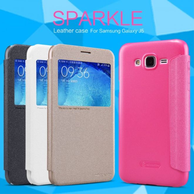 Samsung Galaxy J5 Nillkin Sparkle Series Leder Case - weiss