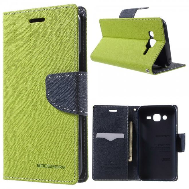 Goospery - Samsung Galaxy J5 (2015) Hülle - Handy Bookcover - Fancy Diary Series - lime/navy