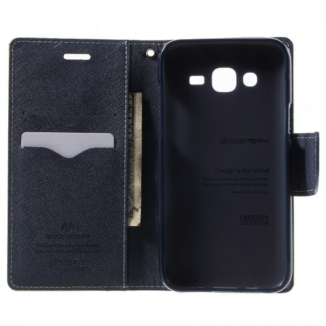 Goospery - Samsung Galaxy J5 (2015) Hülle - Handy Bookcover - Fancy Diary Series - lime/navy