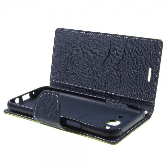 Goospery - Samsung Galaxy J5 (2015) Hülle - Handy Bookcover - Fancy Diary Series - lime/navy