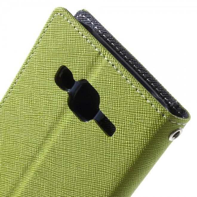 Goospery - Samsung Galaxy J5 (2015) Hülle - Handy Bookcover - Fancy Diary Series - lime/navy