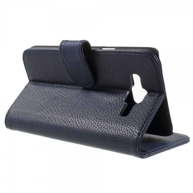 Samsung Galaxy J5 Classic Leather Case with Litchi Texture - Dark Blue