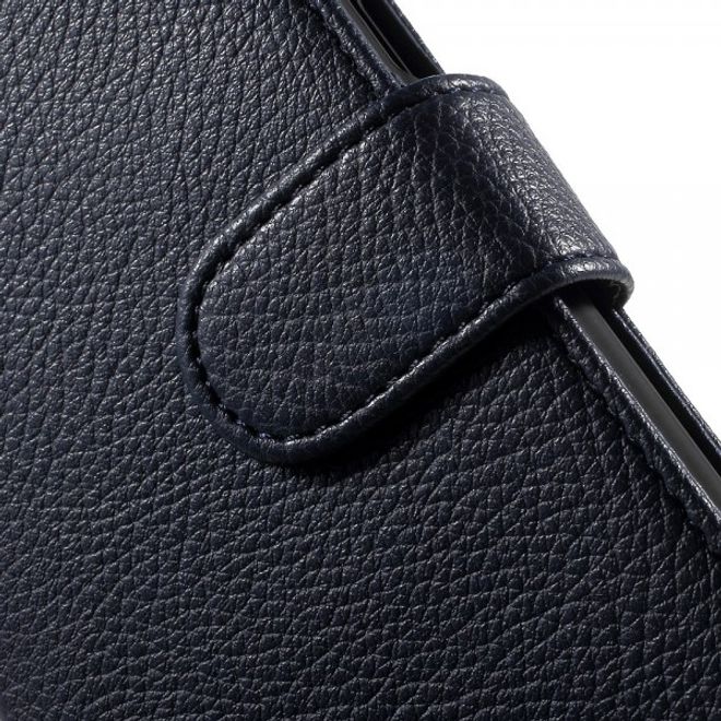 Samsung Galaxy J5 Classic Leather Case with Litchi Texture - Dark Blue