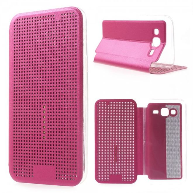 Samsung Galaxy J5 Dot View Leder Smart Case - rosa
