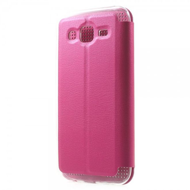 Samsung Galaxy J5 Dot View Leder Smart Case - rosa