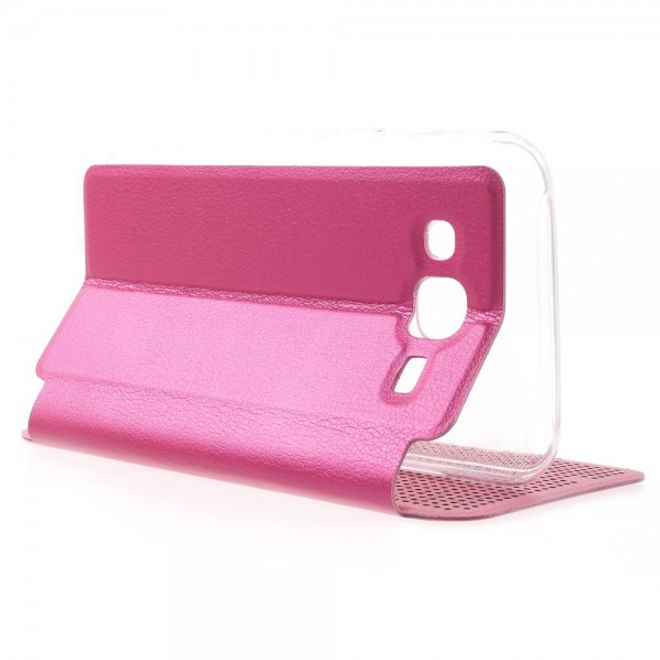 Samsung Galaxy J5 Dot View Leder Smart Case - rosa