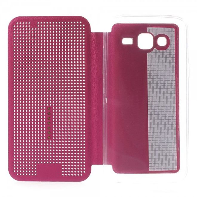 Samsung Galaxy J5 Dot View Leder Smart Case - rosa