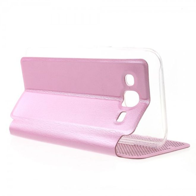 Samsung Galaxy J5 Dot View Leder Smart Case - pink