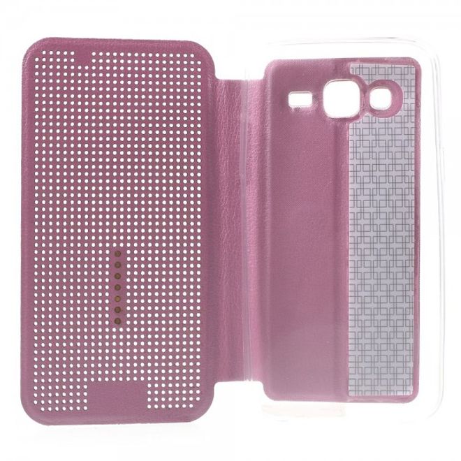 Samsung Galaxy J5 Dot View Leder Smart Case - pink