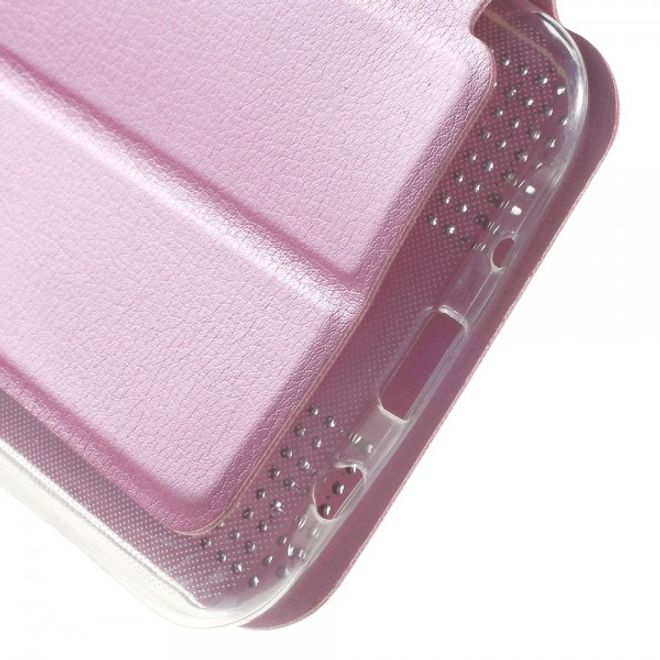 Samsung Galaxy J5 Dot View Leder Smart Case - pink