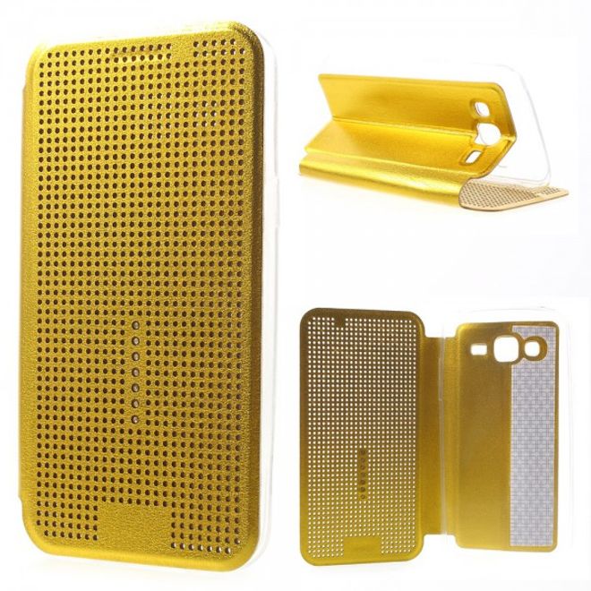 Samsung Galaxy J5 Dot View Leder Smart Case - gold