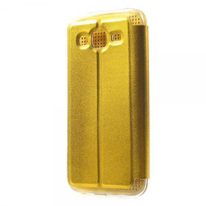 Samsung Galaxy J5 Dot View Leder Smart Case - gold