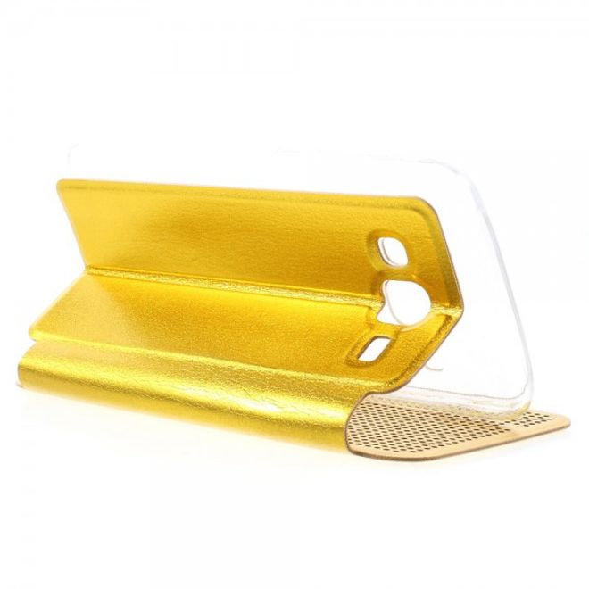 Samsung Galaxy J5 Dot View Leder Smart Case - gold