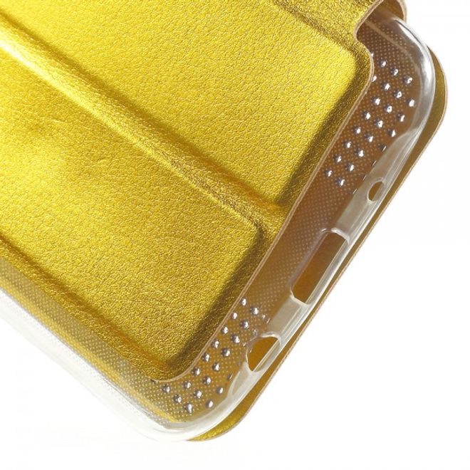 Samsung Galaxy J5 Dot View Leder Smart Case - gold