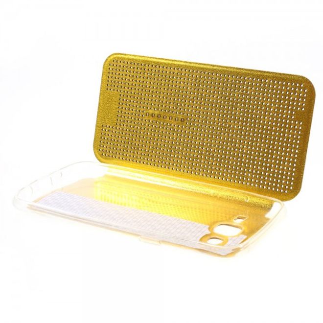 Samsung Galaxy J5 Dot View Leder Smart Case - gold