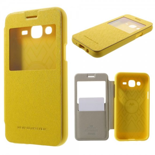 Goospery - Samsung Galaxy J5 (2015) Hülle - Handy Plastik Bookcover - WOW Bumper Series - gelb