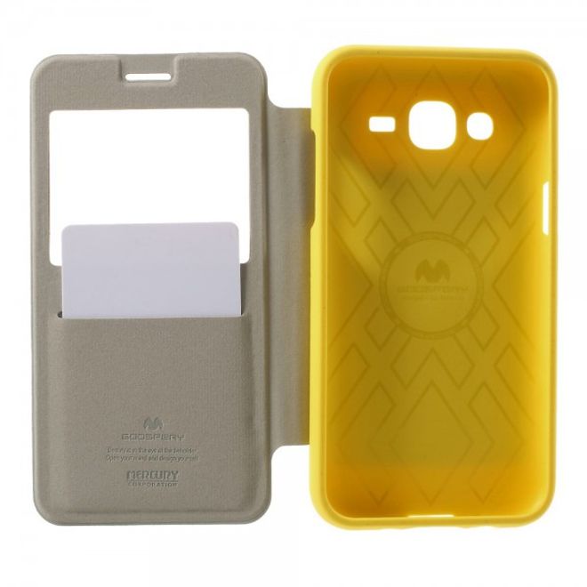 Goospery - Samsung Galaxy J5 (2015) Hülle - Handy Plastik Bookcover - WOW Bumper Series - gelb