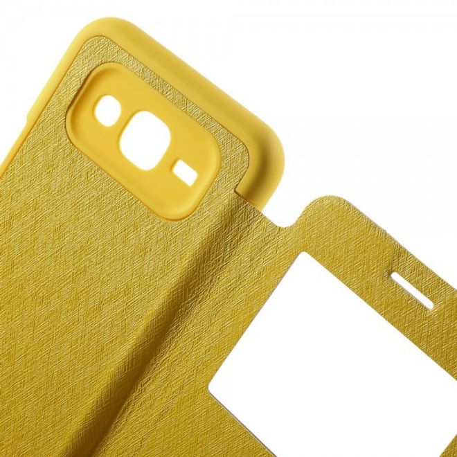 Goospery - Samsung Galaxy J5 (2015) Hülle - Handy Plastik Bookcover - WOW Bumper Series - gelb