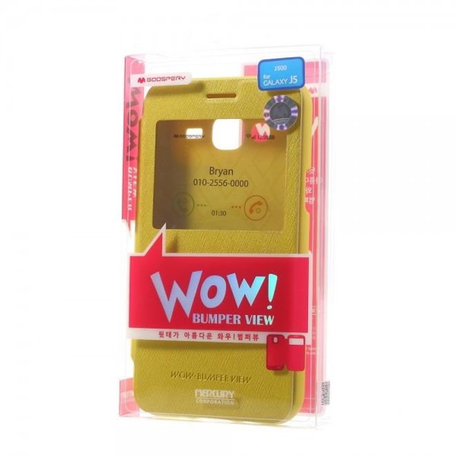 Goospery - Samsung Galaxy J5 (2015) Hülle - Handy Plastik Bookcover - WOW Bumper Series - gelb