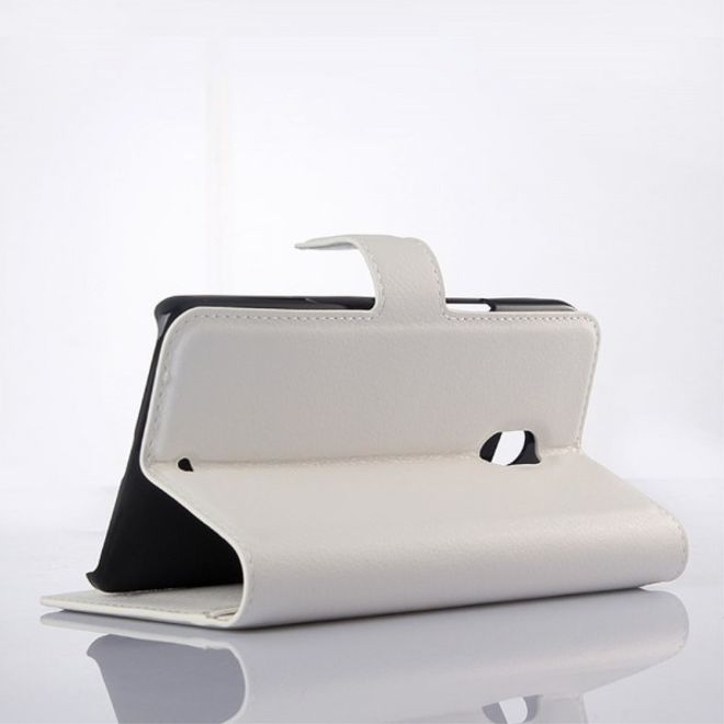 Motorola Moto X Play Leder Case mit Litchitextur und Standfunktion - weiss