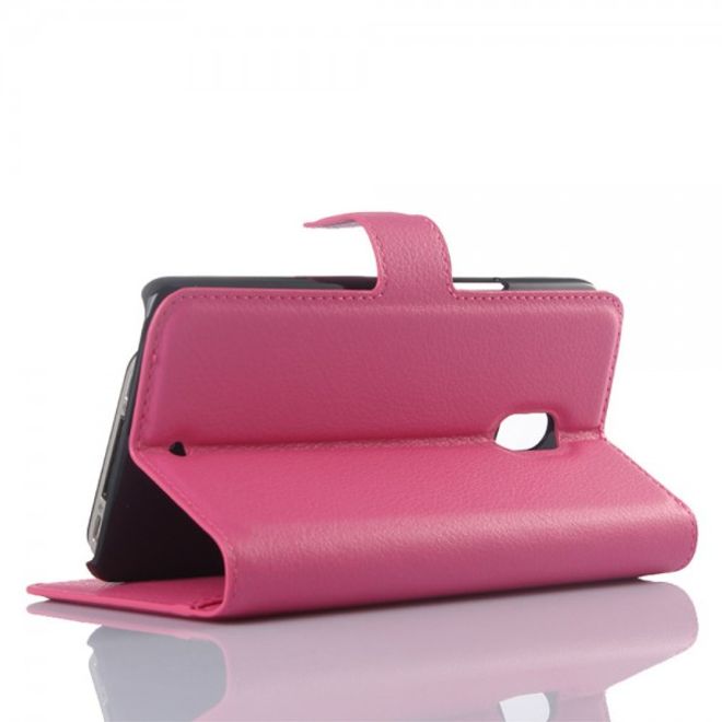 Motorola Moto X Play Leder Case mit Litchitextur und Standfunktion - rosa