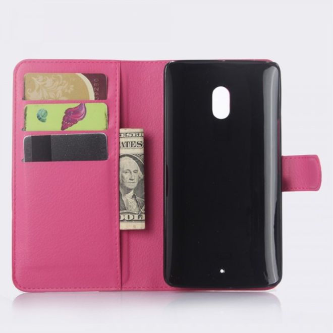 Motorola Moto X Play Leder Case mit Litchitextur und Standfunktion - rosa