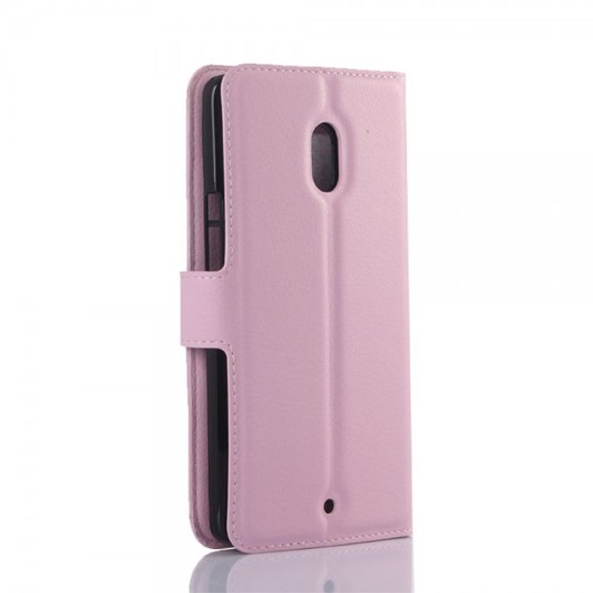 Motorola Moto X Play Leder Case mit Litchitextur und Standfunktion - pink