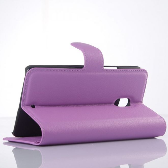 Motorola Moto X Play Leder Case mit Litchitextur und Standfunktion - purpur