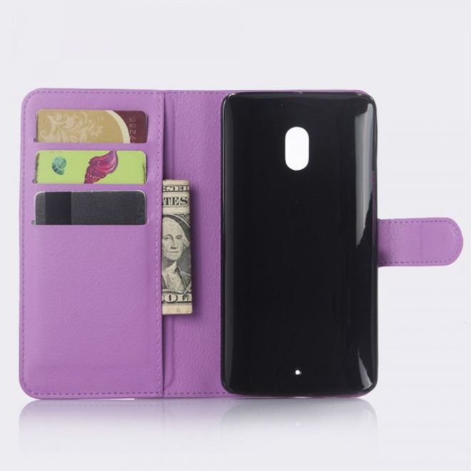 Motorola Moto X Play Leder Case mit Litchitextur und Standfunktion - purpur