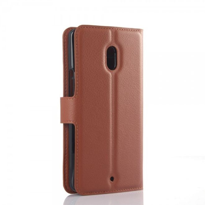 Motorola Moto X Play Leder Case mit Litchitextur und Standfunktion - braun