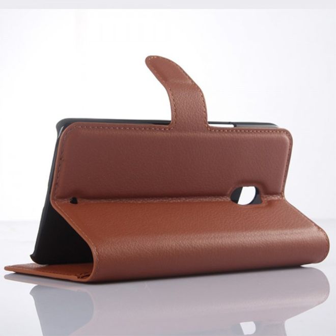 Motorola Moto X Play Leder Case mit Litchitextur und Standfunktion - braun