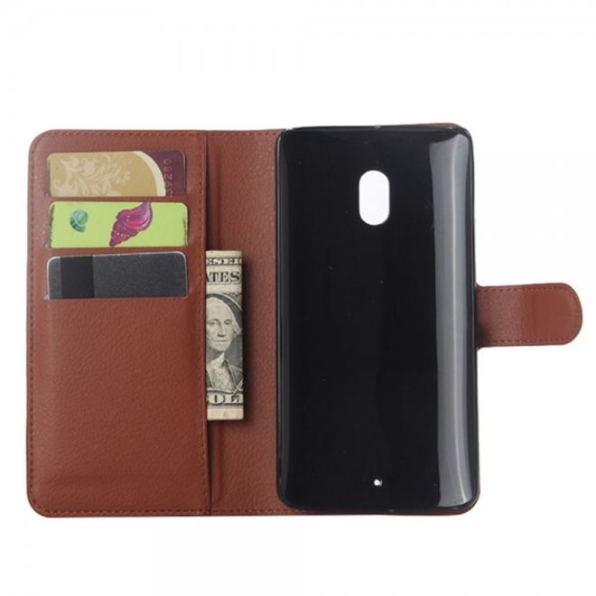 Motorola Moto X Play Leder Case mit Litchitextur und Standfunktion - braun