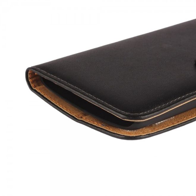 Motorola Moto X Play Echtes Spaltleder Case mit Standfunktion - schwarz