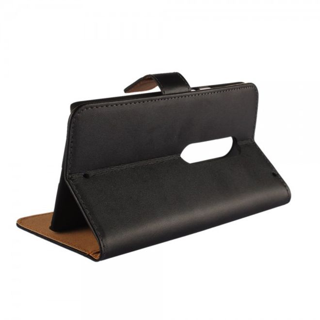 Motorola Moto X Play Echtes Spaltleder Case mit Standfunktion - schwarz