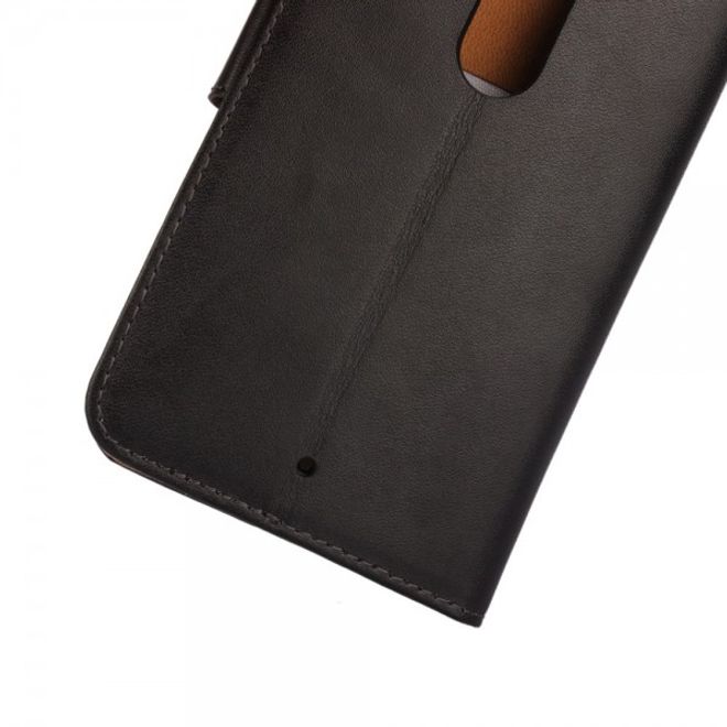 Motorola Moto X Play Echtes Spaltleder Case mit Standfunktion - schwarz