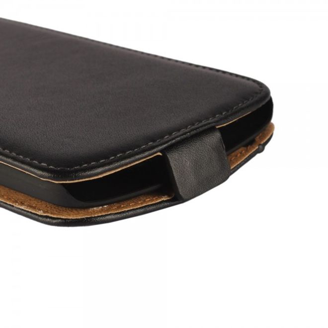 Motorola Moto X Play Echtes Spaltleder Flip Case vertikal - schwarz