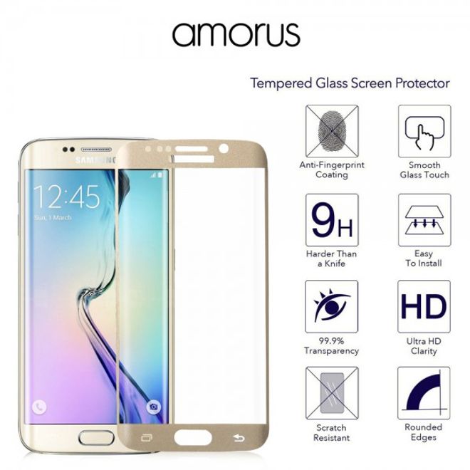 Galaxy S6 Edge Plus Vorderseite Komplettschutz aus Gorilla Glas von Amorus - gold