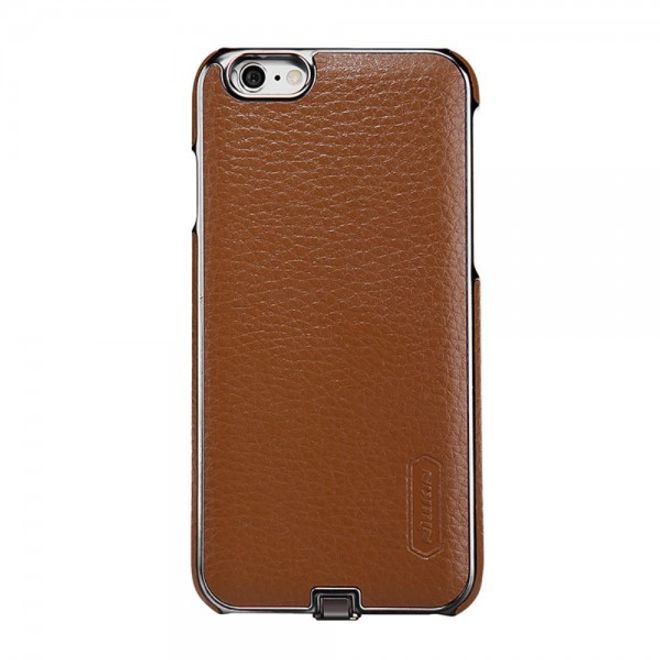 iPhone 6/6S Hart Plastik Case mit lederartiger Oberfläche und integriertem Empfänger für kabelloses Laden - braun