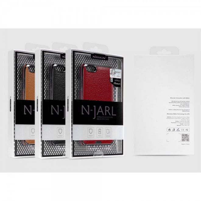 iPhone 6/6S Hart Plastik Case mit lederartiger Oberfläche und integriertem Empfänger für kabelloses Laden - braun