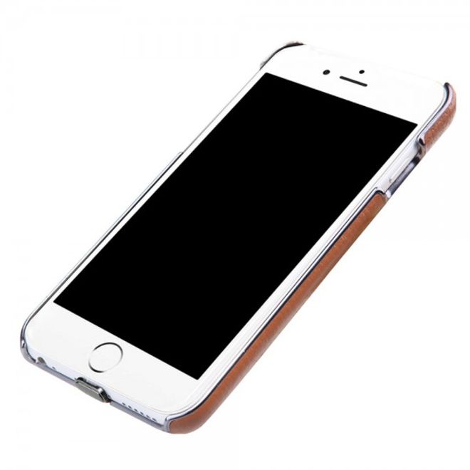 iPhone 6/6S Hart Plastik Case mit lederartiger Oberfläche und integriertem Empfänger für kabelloses Laden - braun