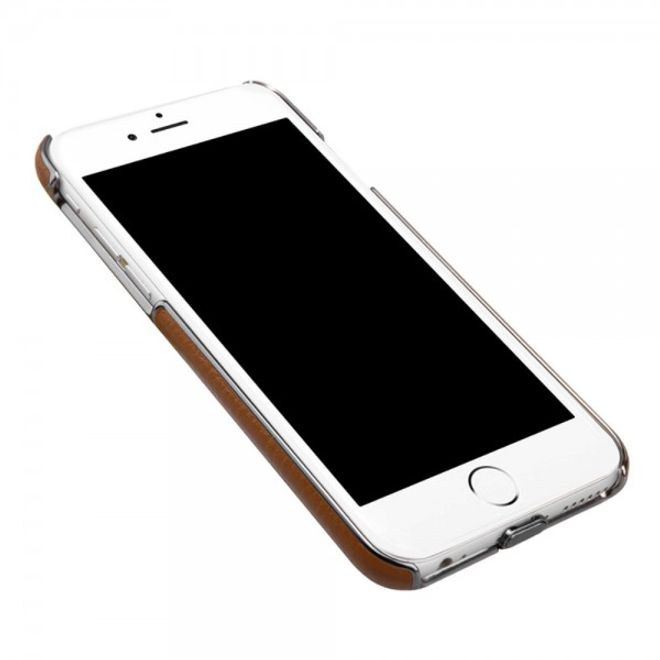 iPhone 6/6S Hart Plastik Case mit lederartiger Oberfläche und integriertem Empfänger für kabelloses Laden - braun