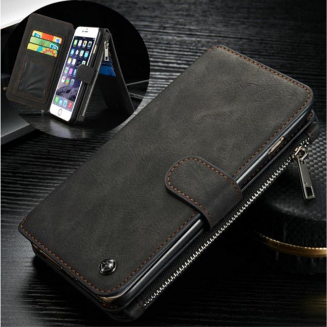 iPhone 6/6S Caseme Hochwertiges Leder Portemonnaie mit abnehmbarem Case - schwarz