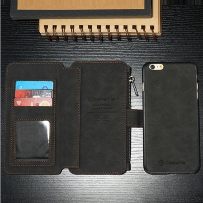 iPhone 6/6S Caseme Hochwertiges Leder Portemonnaie mit abnehmbarem Case - schwarz