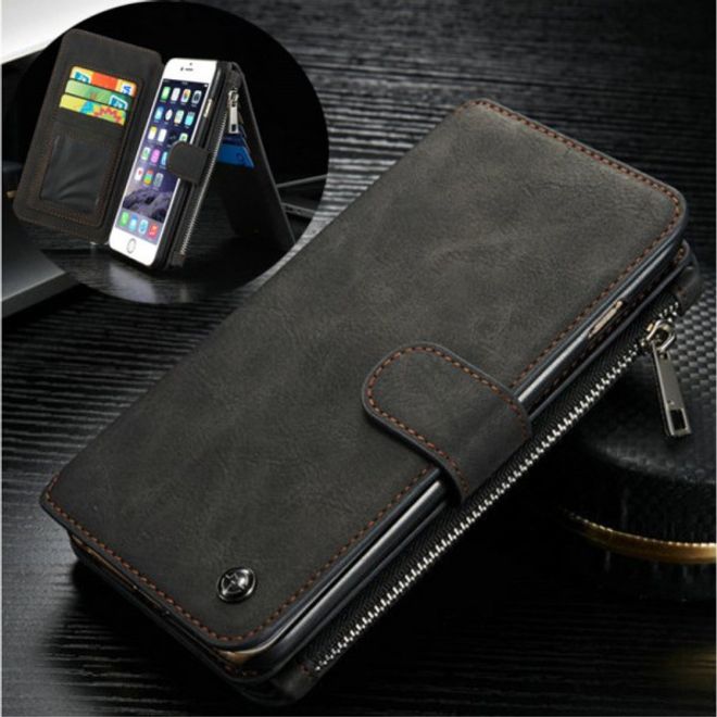 iPhone 6 Plus/6S Plus Caseme Hochwertiges Leder Portemonnaie mit abnehmbarem Case - schwarz