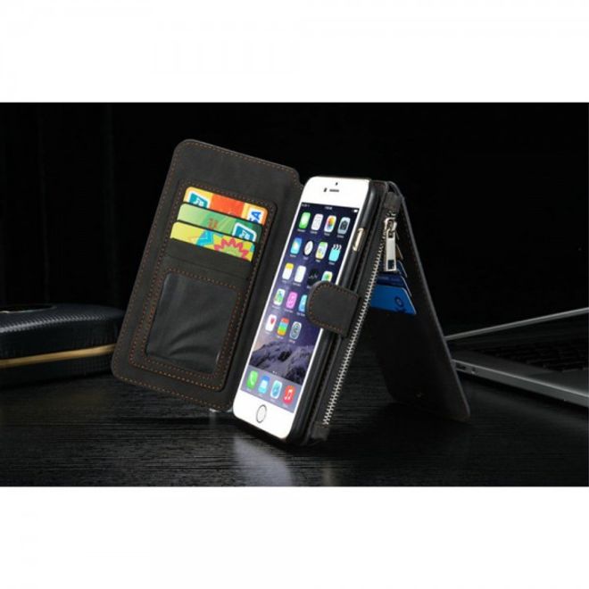 iPhone 6 Plus/6S Plus Caseme Hochwertiges Leder Portemonnaie mit abnehmbarem Case - schwarz