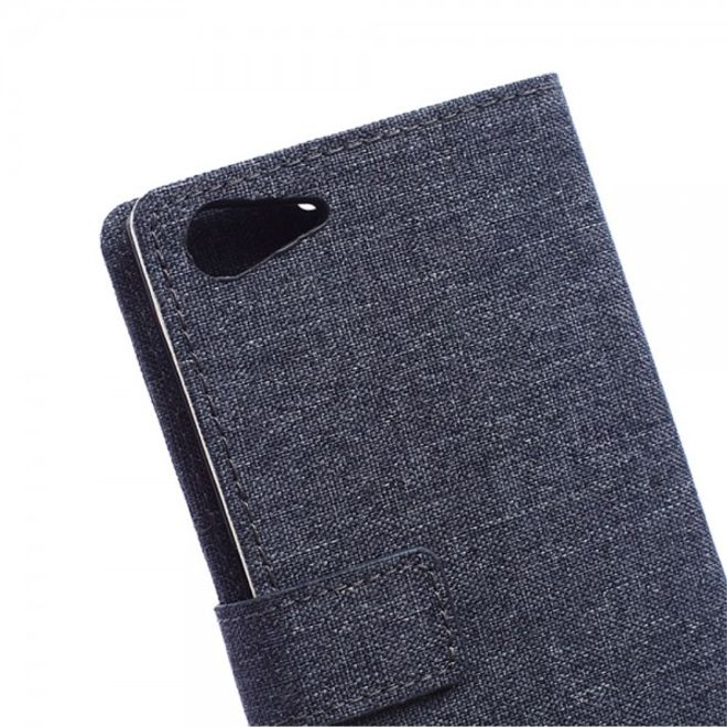 Wiko Highway Star 4G Leder Case mit stoffartiger Textur und Standfunktion - dunkelblau